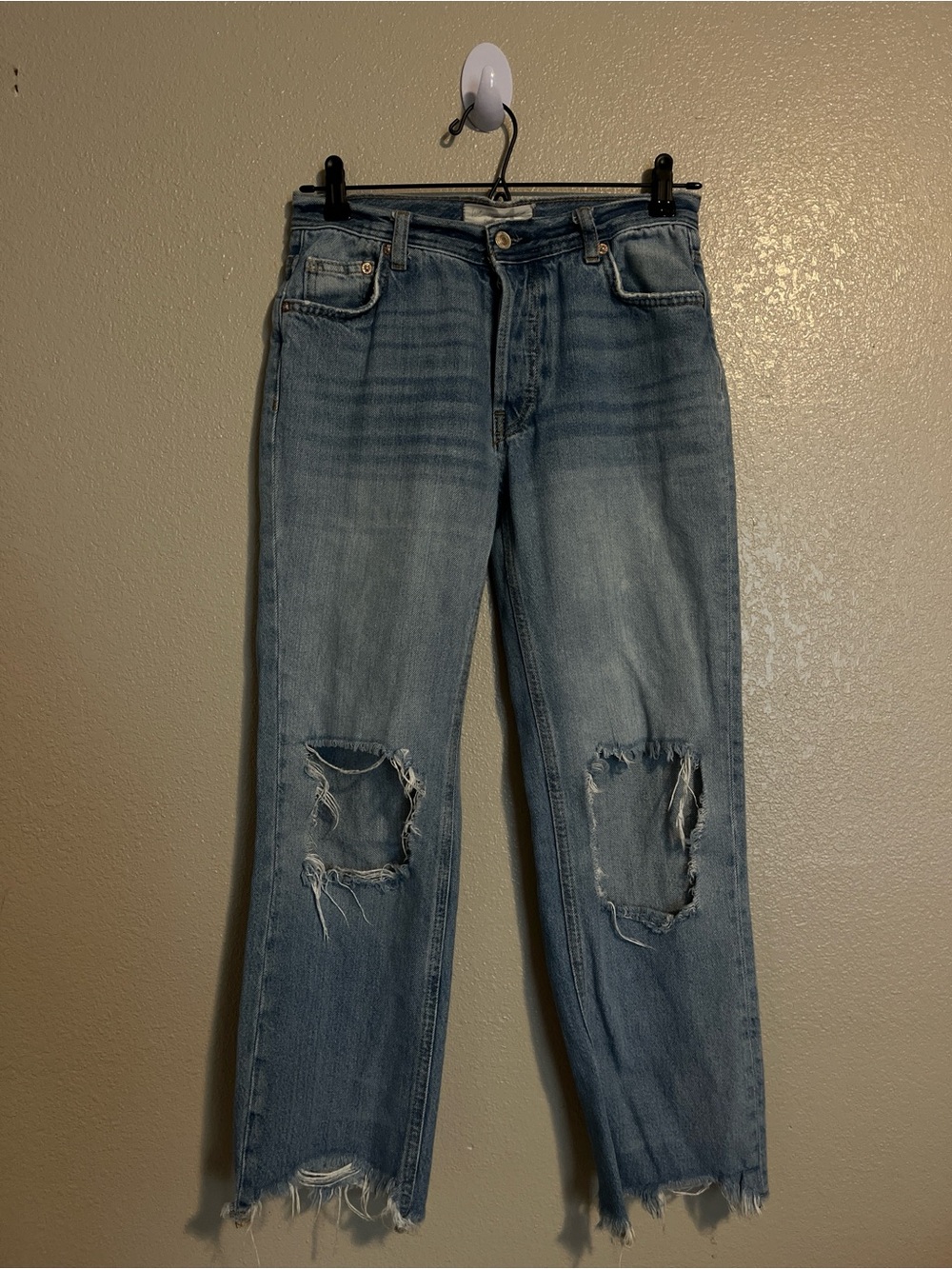 We The Free Light Blue Distressed Wide Leg Jeans for women’s size 24